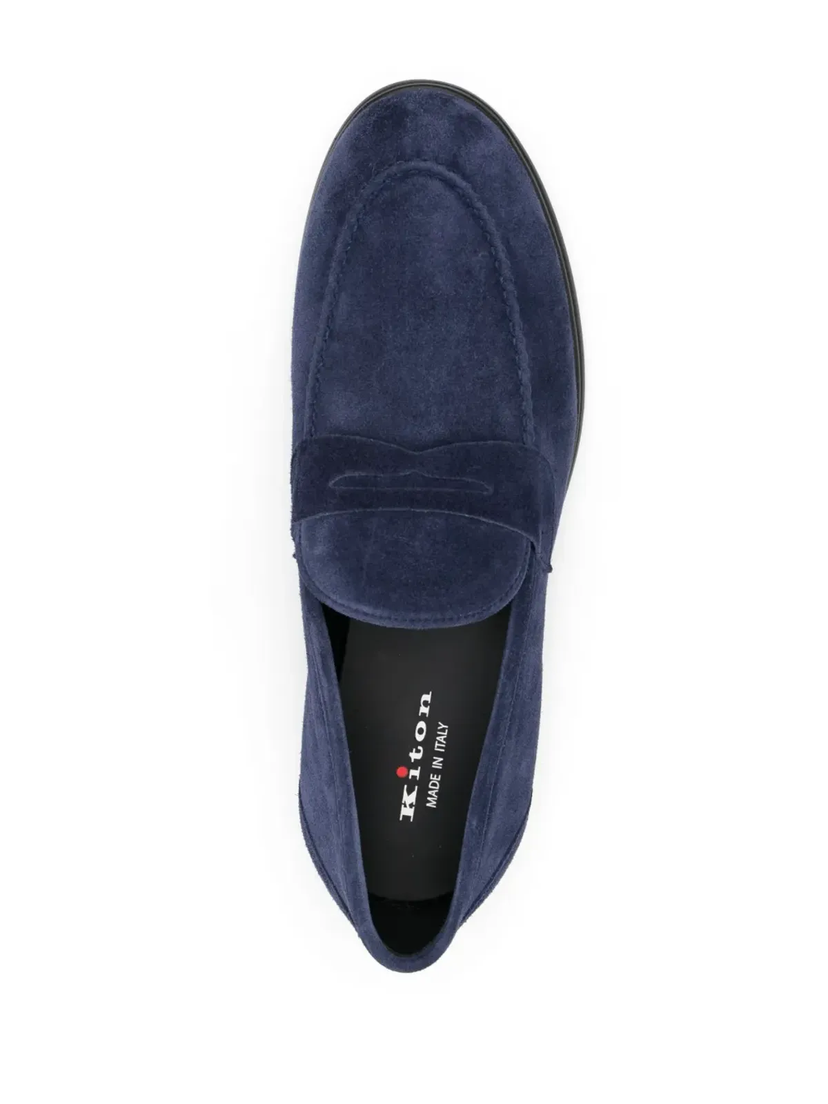 Kiton トーンステッチ アーモンドトゥ ローファー ネイビー - 画像4