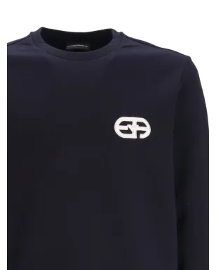 Emporio Armani ロゴパッチ長袖スウェット - ブルー - サムネイル2