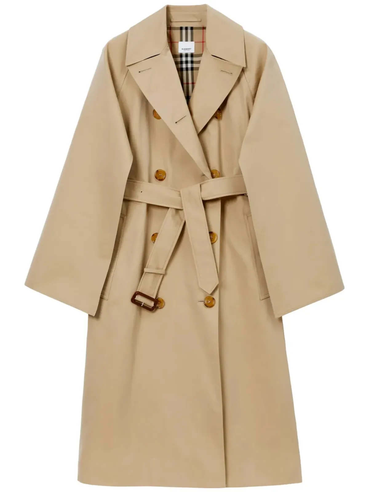 Burberry チェック柄コットン トレンチコート - Neutrals - 画像1