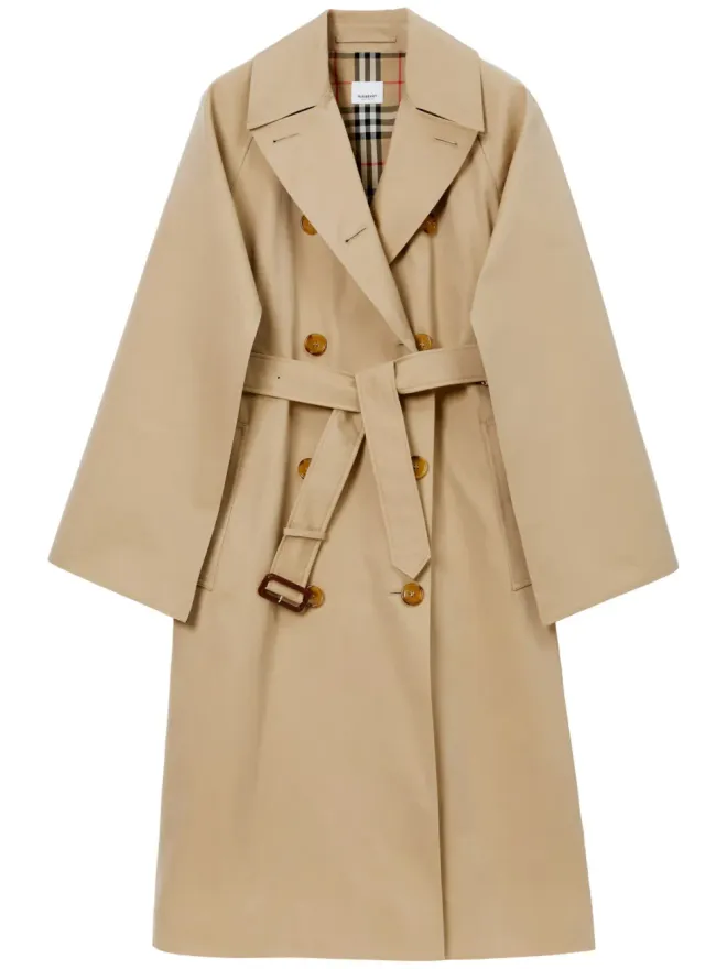 Burberry Burberry チェック柄コットン トレンチコート - Neutralsの商品画像