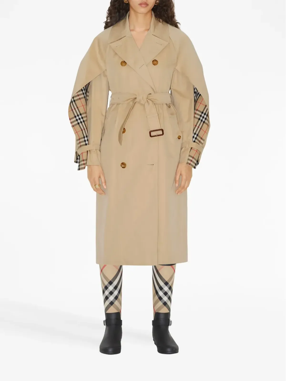 Burberry チェック柄コットン トレンチコート - Neutrals - 画像2