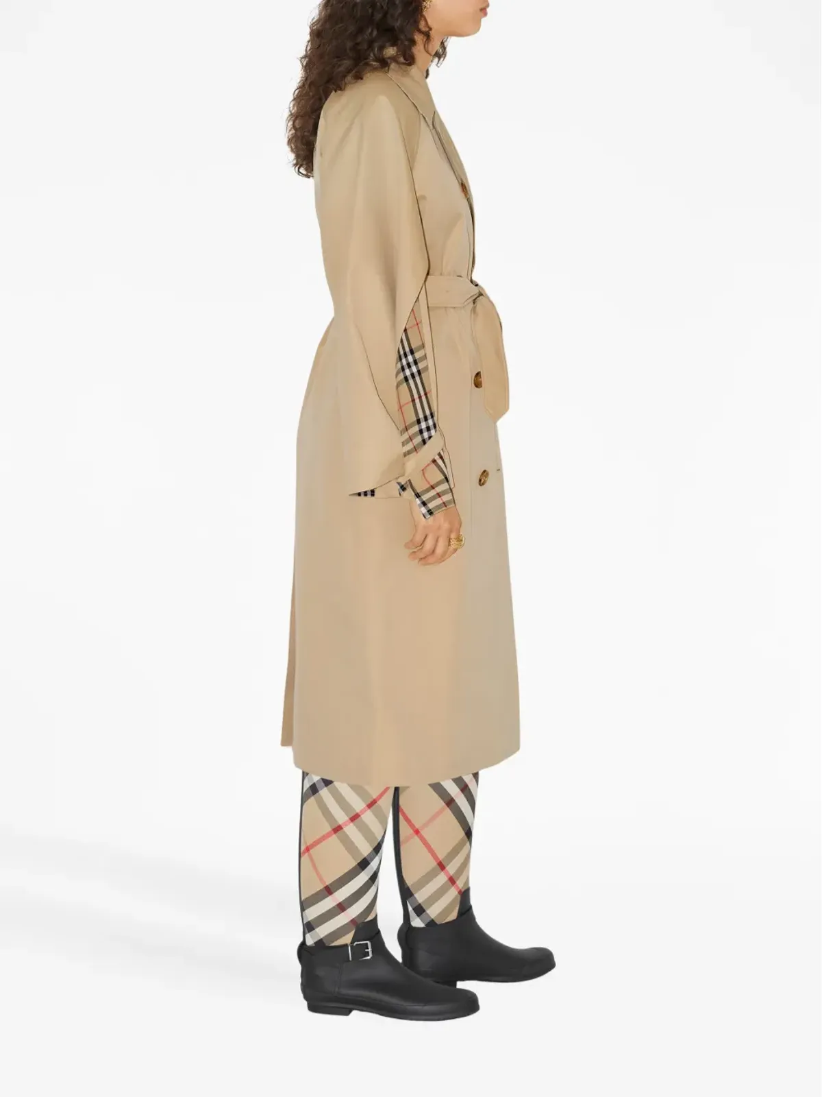 Burberry チェック柄コットン トレンチコート - Neutrals - 画像3