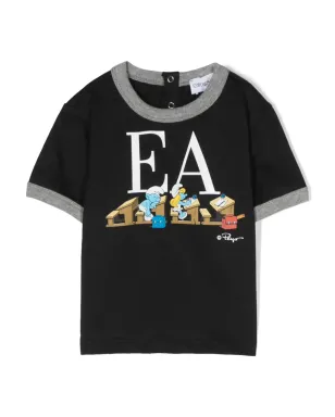 Emporio Armani Kids スマーフ柄 オーガニックコットンTシャツ ブルー - サムネイル1