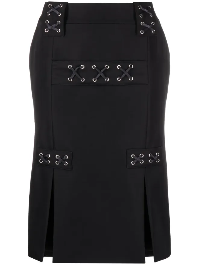 Alessandra Rich Alessandra Rich ラティス装飾ミディスカートの商品画像