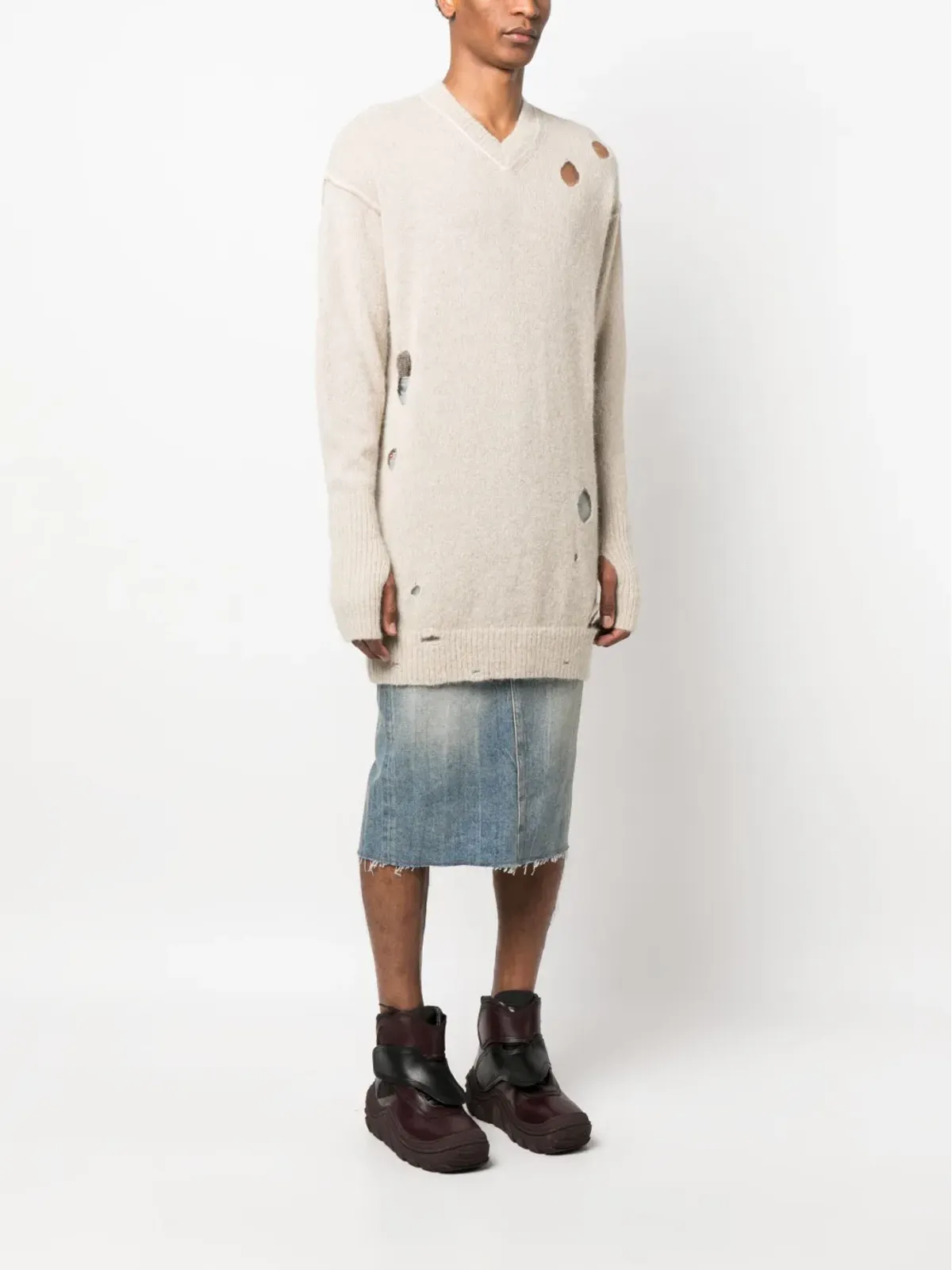 MM6 Maison Margiela ディストレストエフェクト ニットジャンパー - 画像3