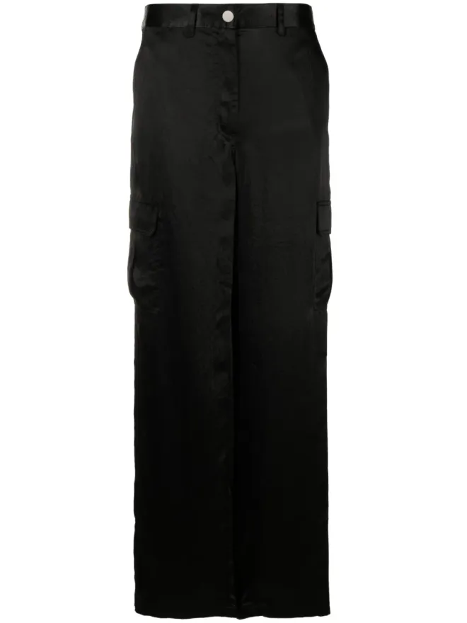 Theory Theory satin-finish wide-leg trousers - Blackの商品画像