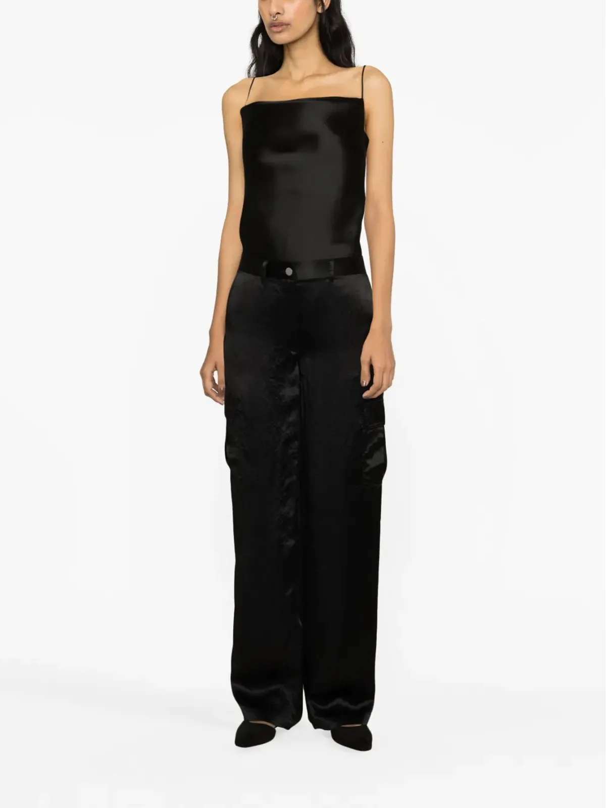 Theory satin-finish wide-leg trousers - Black - 画像2