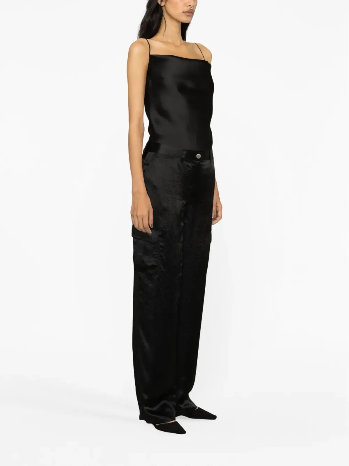 Theory satin-finish wide-leg trousers - Black - 画像4