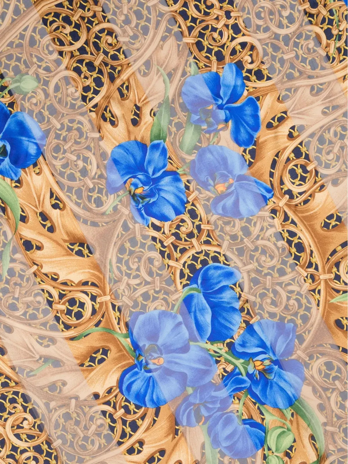 Christian Dior Pre-Owned 1990年代 花柄チェーンプリント シルクスカーフ - 画像2