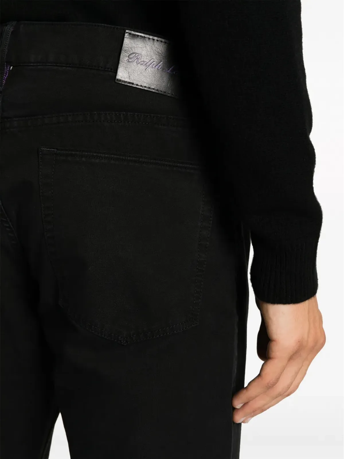 Ralph Lauren Purple Label ロゴパッチ・スリムカットジーンズ - 画像5