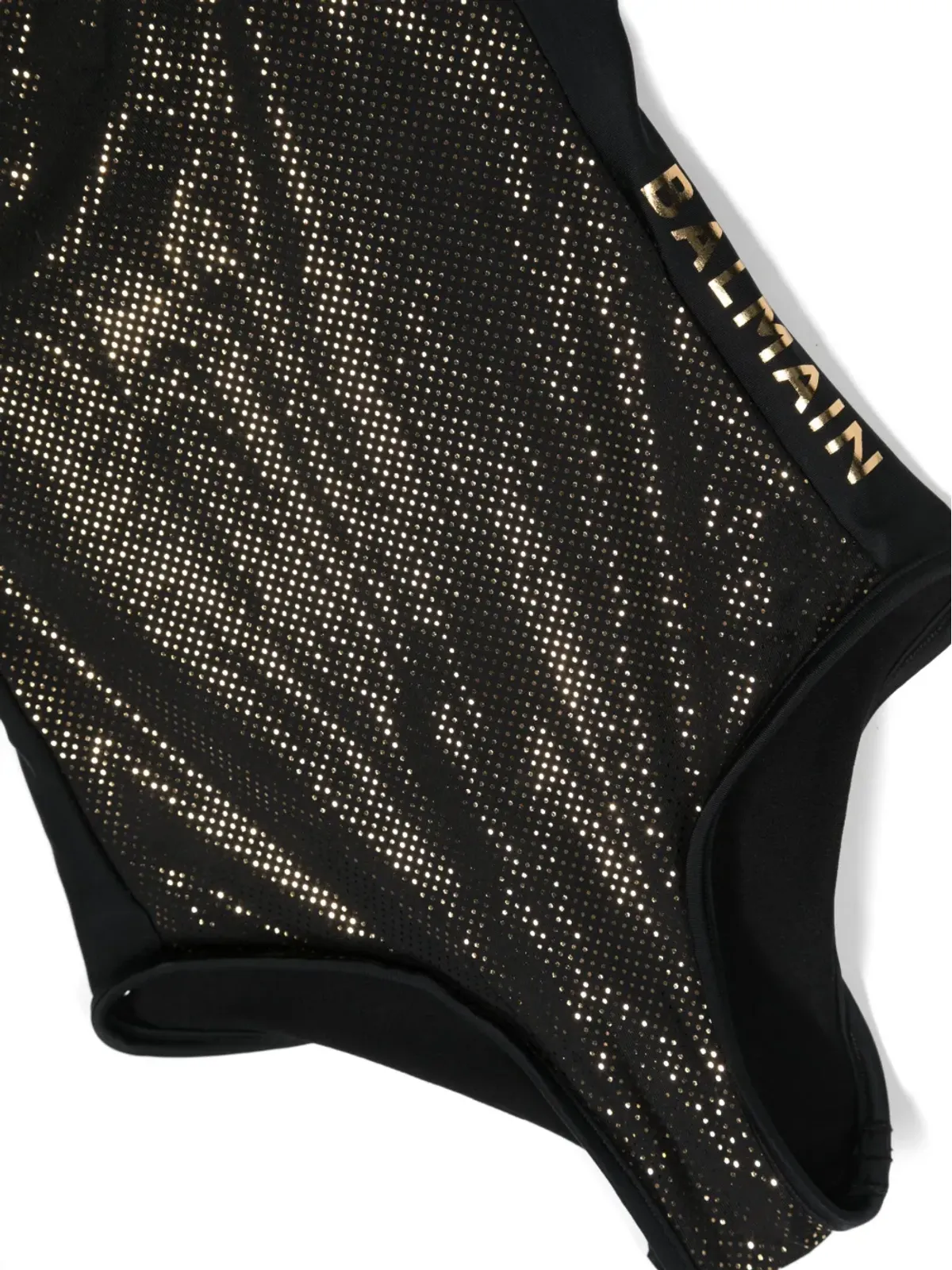 Balmain Kids ロゴプリント薄ストラップ水着 ブラック - 画像2