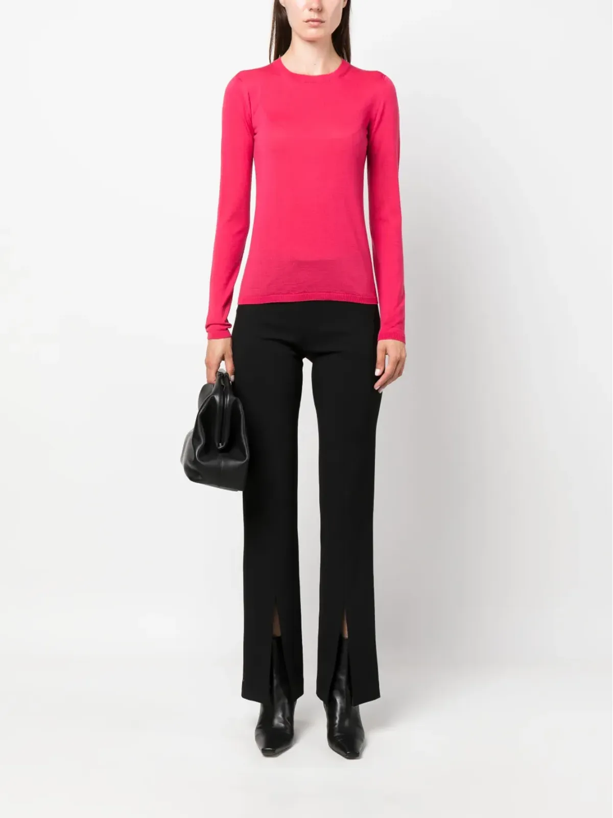 Max Mara クルーネックリブニットトップ - 画像2