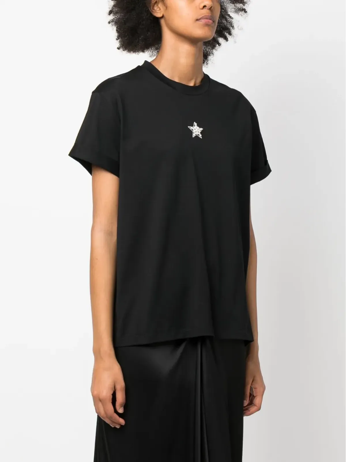 Stella McCartney 星柄プリント フェイクパール装飾 Tシャツ ブラック - 画像3