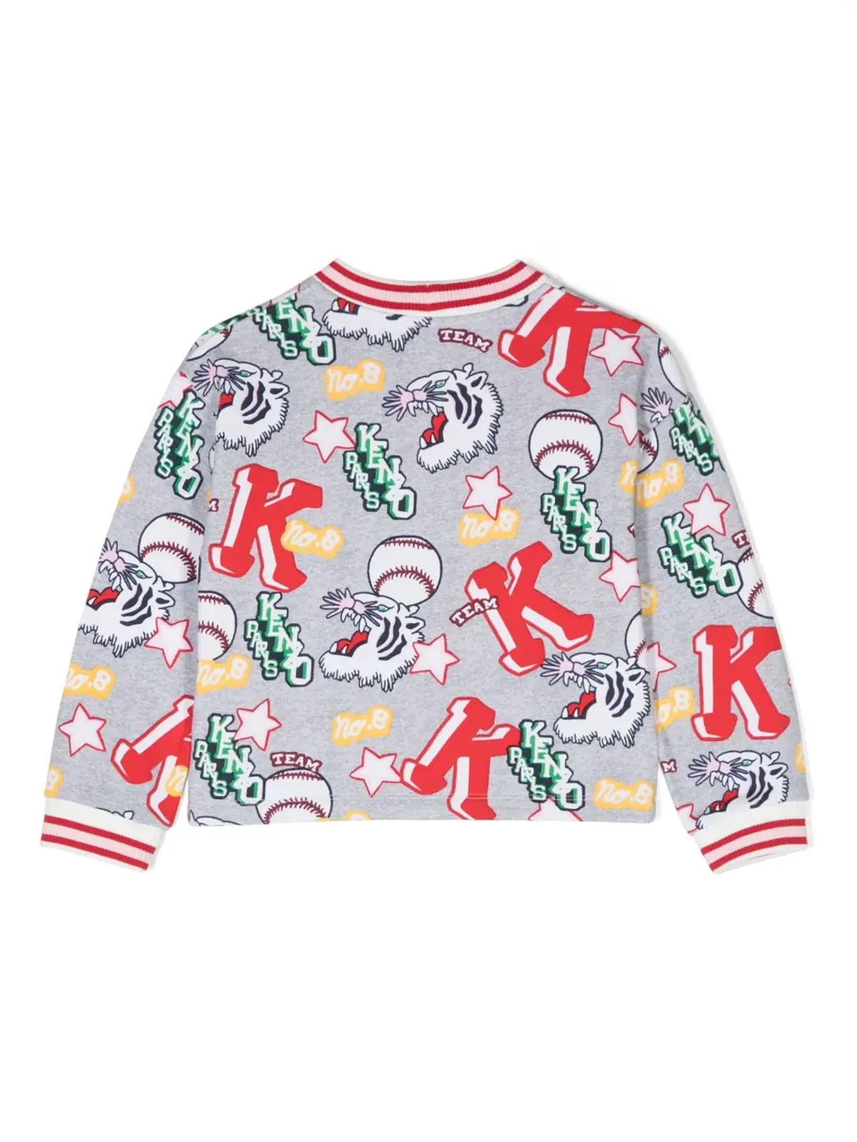 Kenzo Kids バーシティ・タイガープリント カーディガン グレー - 画像2
