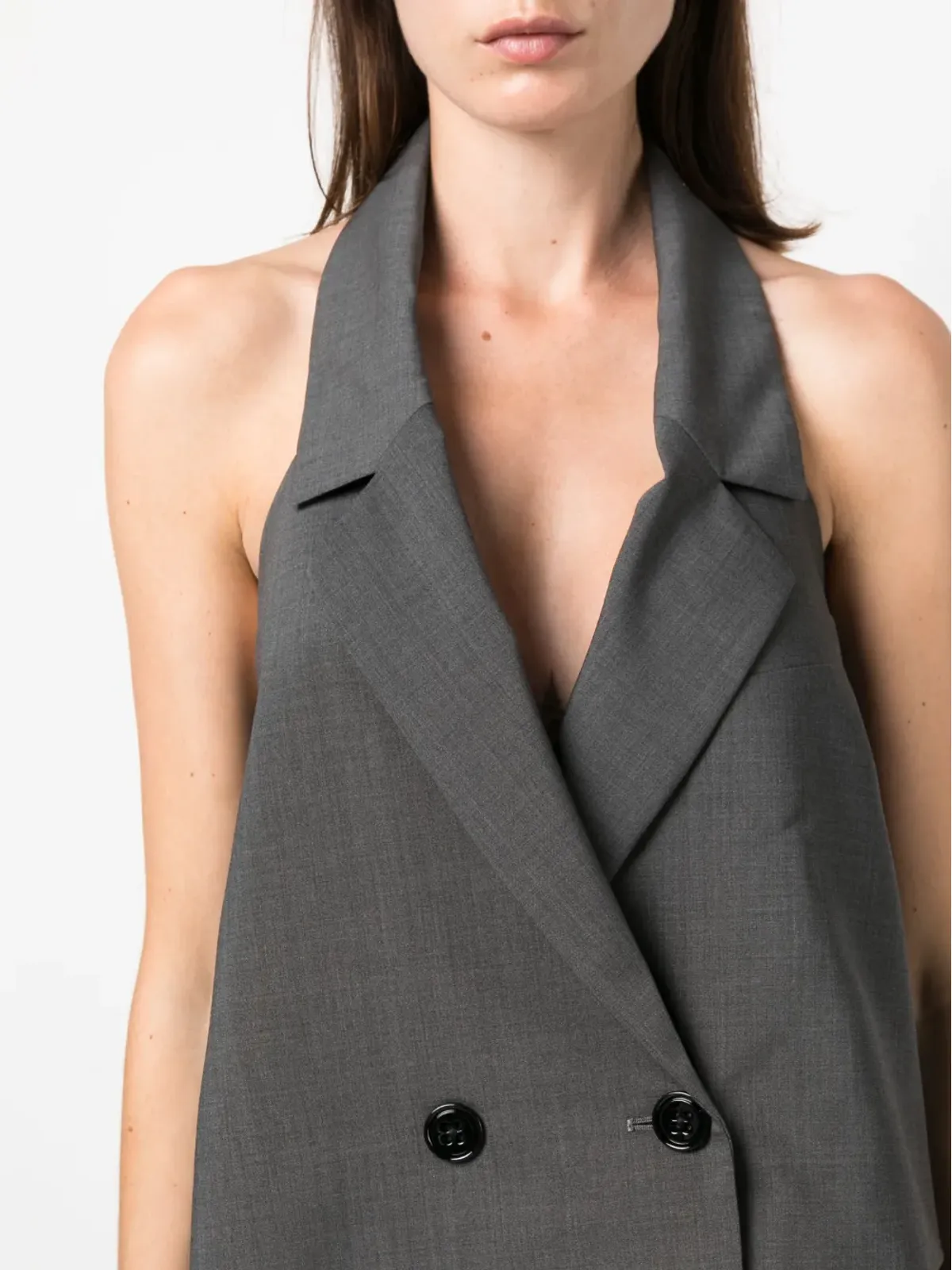 Dorothee Schumacher ボタンアップ ホルターネック ウェストコート グレー - 画像5