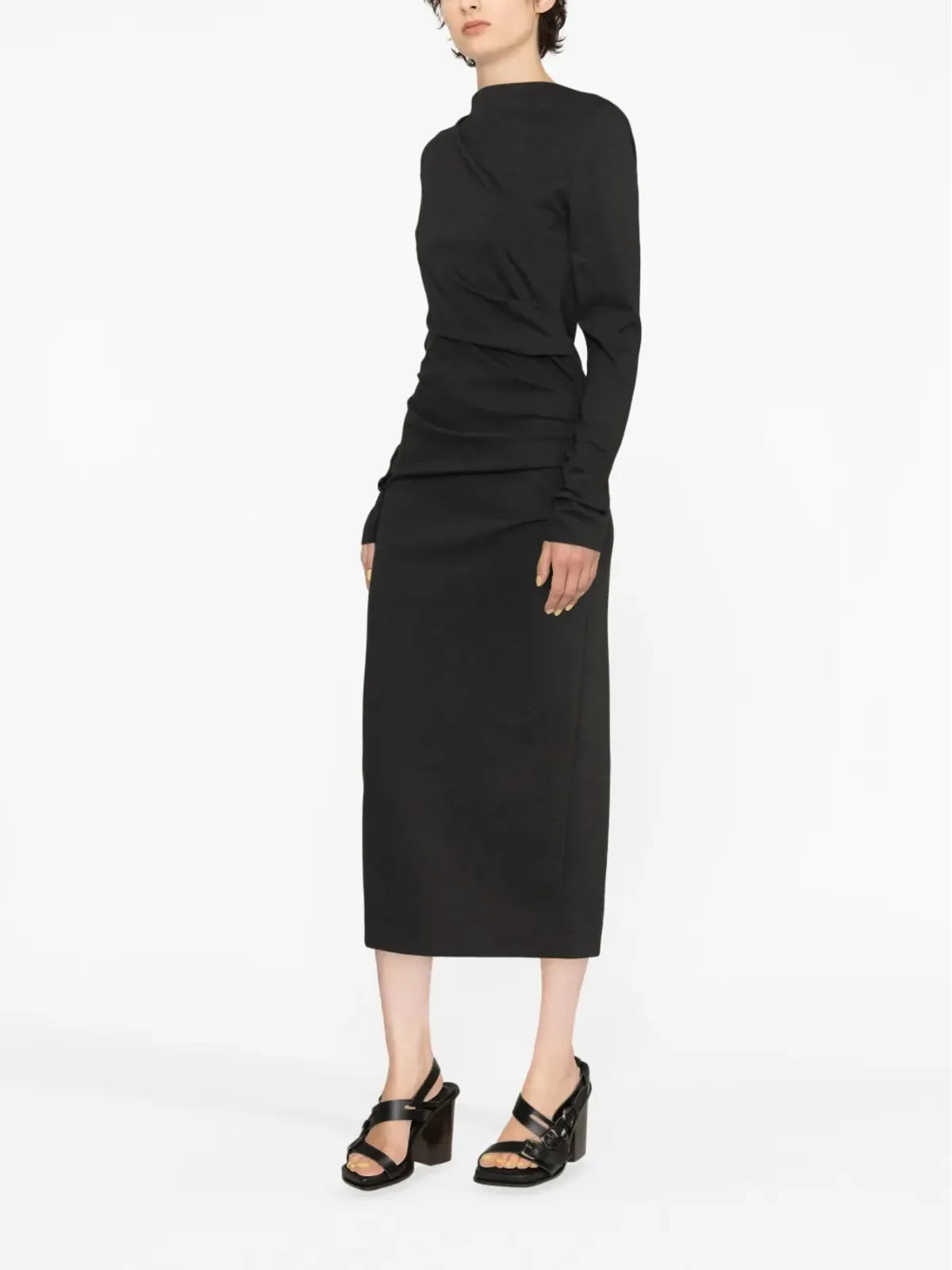 Dorothee Schumacher ギャザー入りカットアウトミディドレス - 画像2
