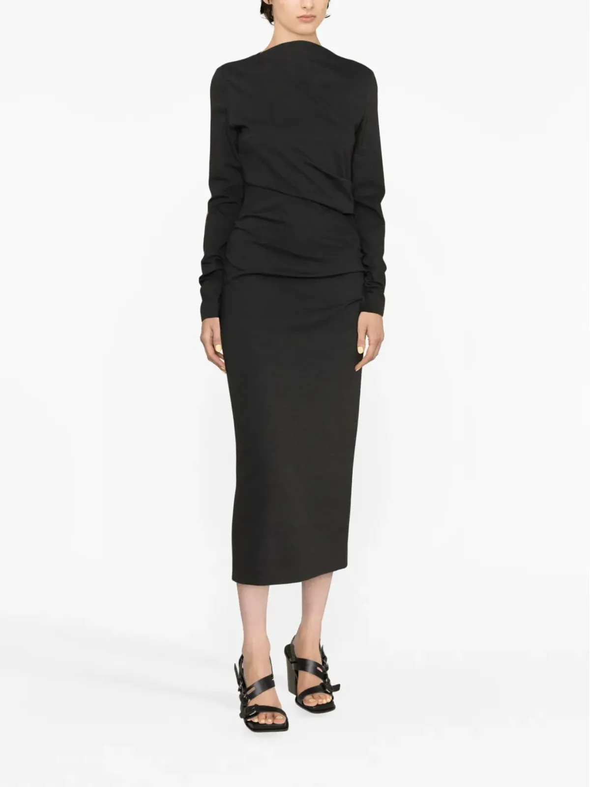 Dorothee Schumacher ギャザー入りカットアウトミディドレス - 画像4