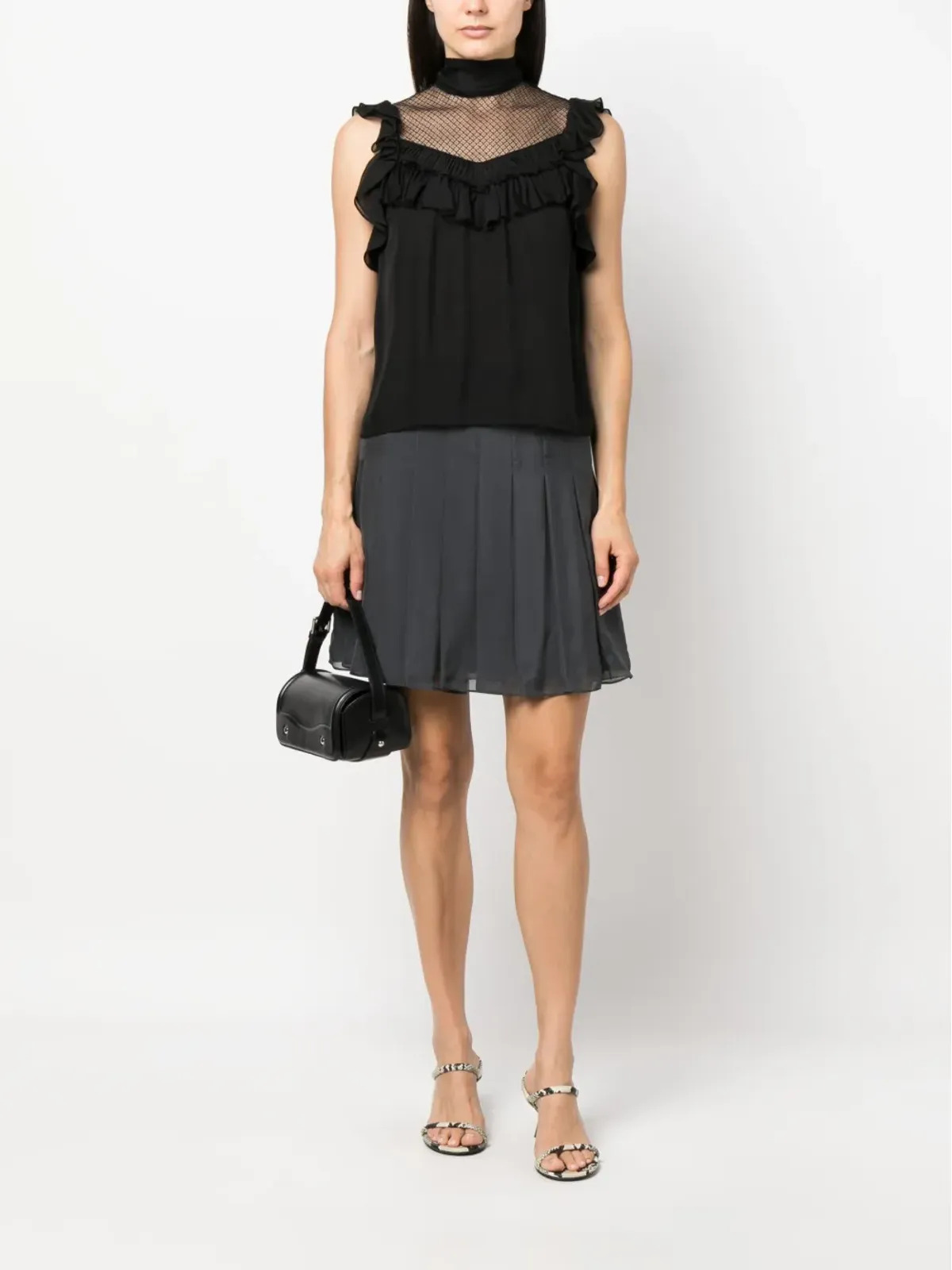Dorothee Schumacher パネル入りノースリーブ シルクシフォン ブラウス - 画像2