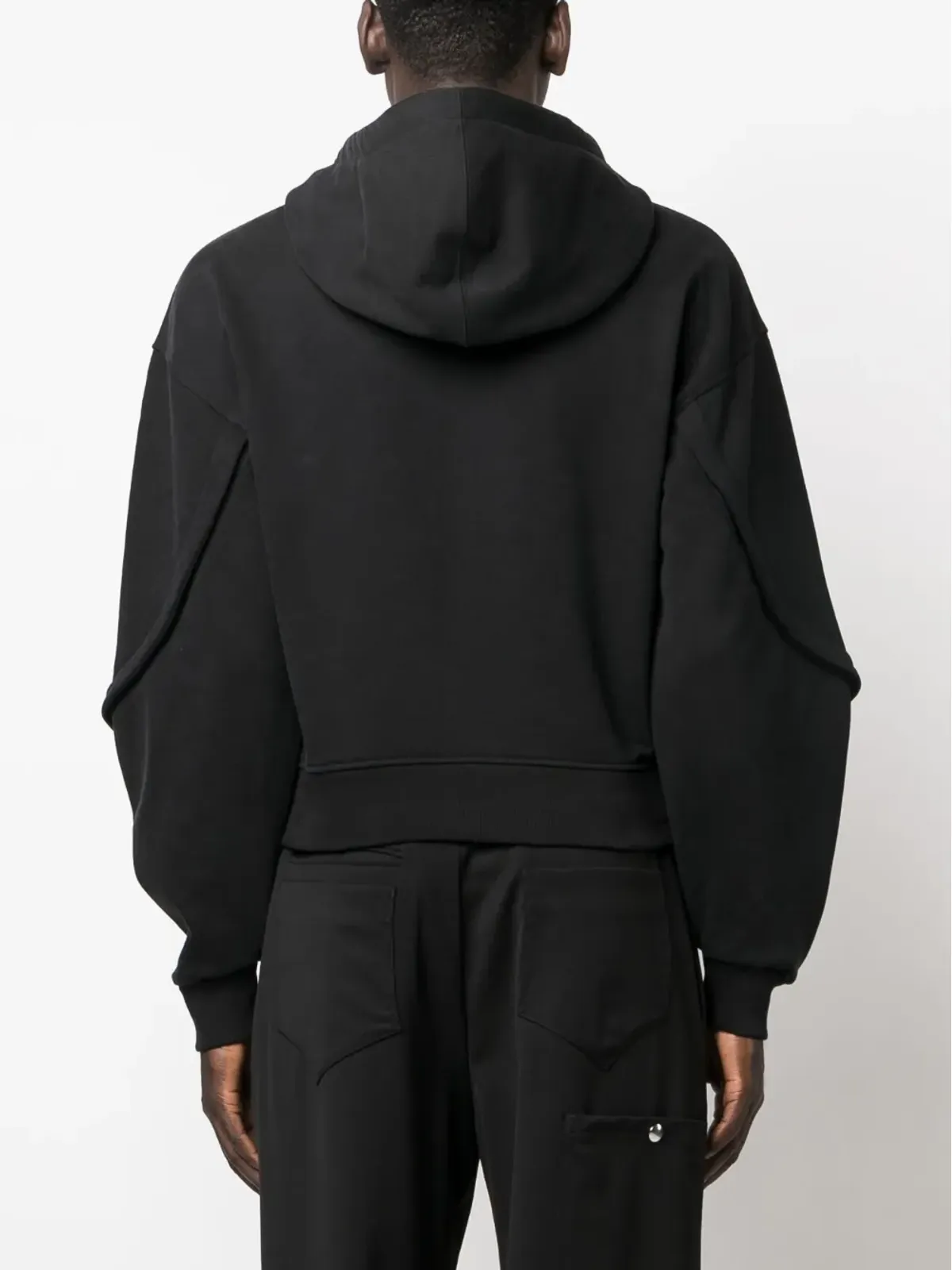 Mugler バルーンスリーブ・ドローストリングフードパーカー（ブラック） - 画像5