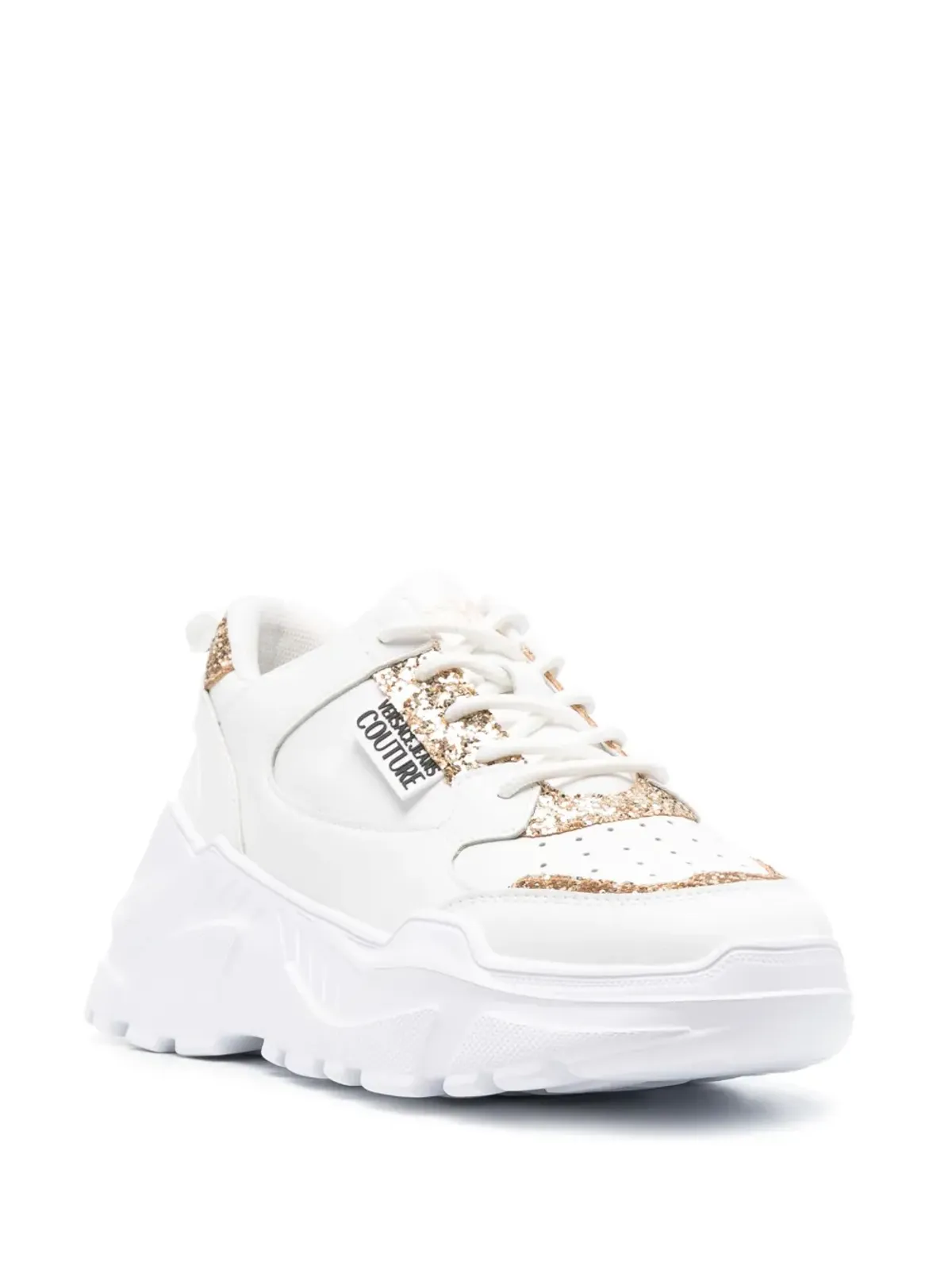 Versace Jeans Couture logo-patch glitter-detailing sneakers - White - 画像2