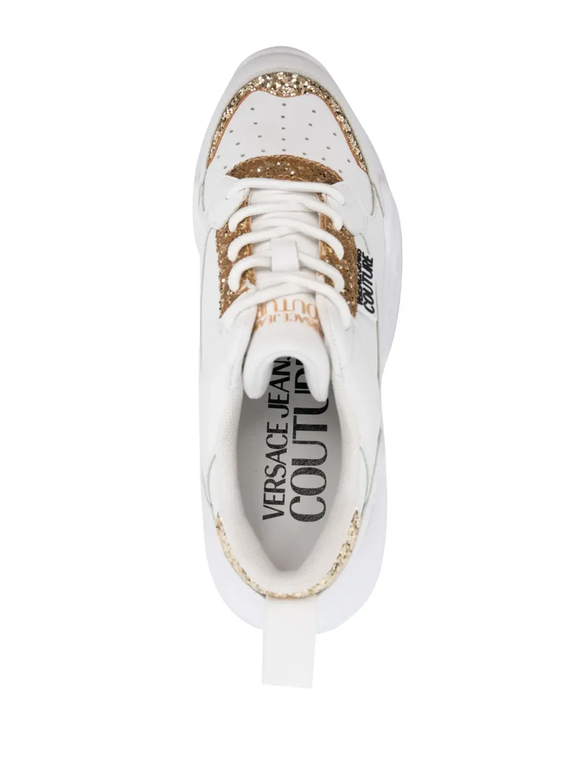 Versace Jeans Couture logo-patch glitter-detailing sneakers - White - 画像4