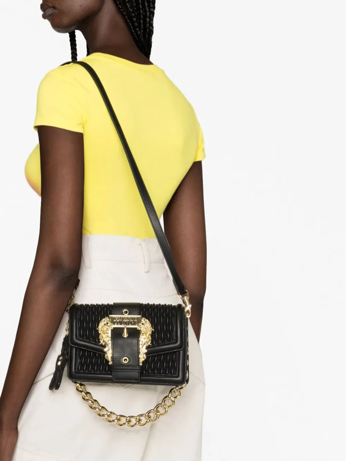 Versace Jeans Couture バロックバックル付きキルティングショルダーバッグ - 画像3