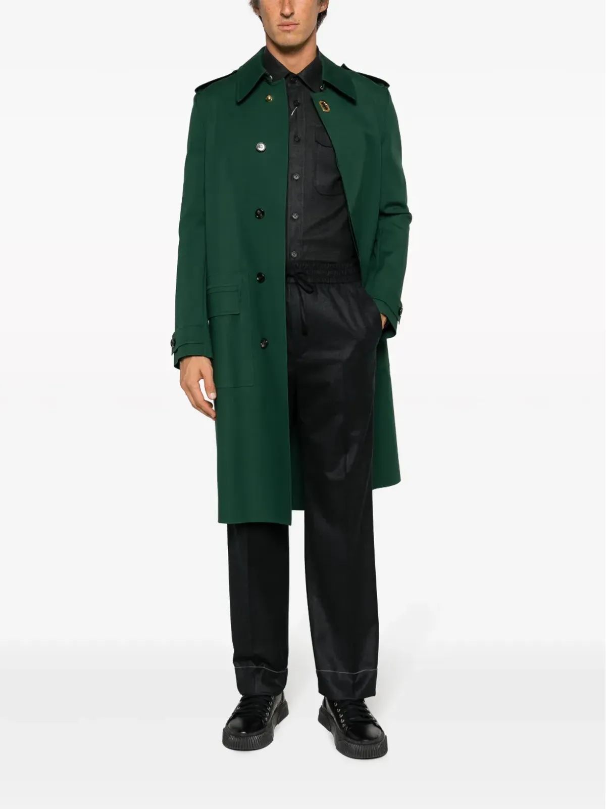 Ralph Lauren Purple Label ポイントカラー ボタンアップ コットンブレンド シャツ - グレー - 画像2