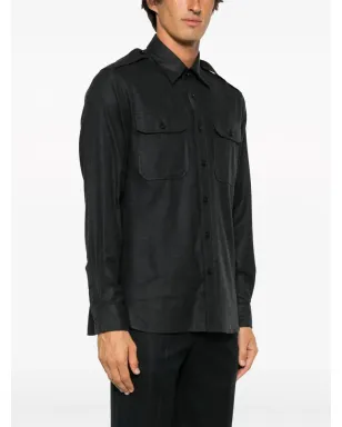 Ralph Lauren Purple Label ポイントカラー ボタンアップ コットンブレンド シャツ - グレー - サムネイル3