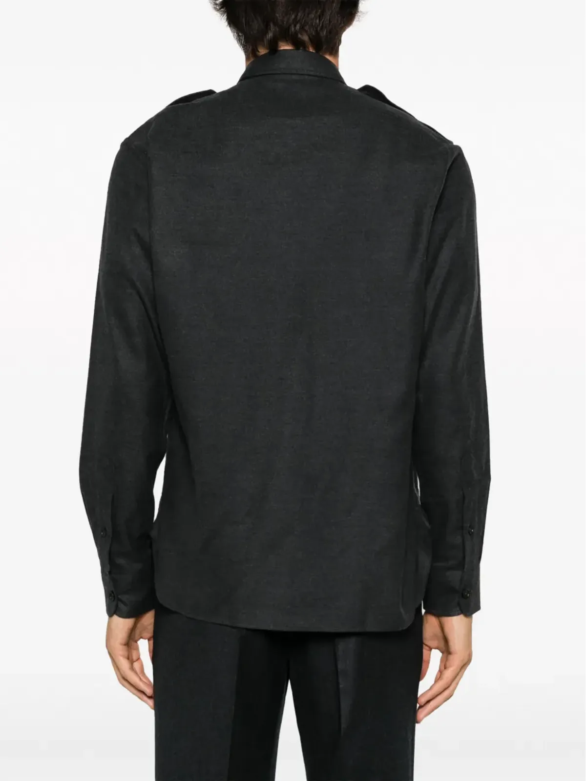 Ralph Lauren Purple Label ポイントカラー ボタンアップ コットンブレンド シャツ - グレー - 画像4