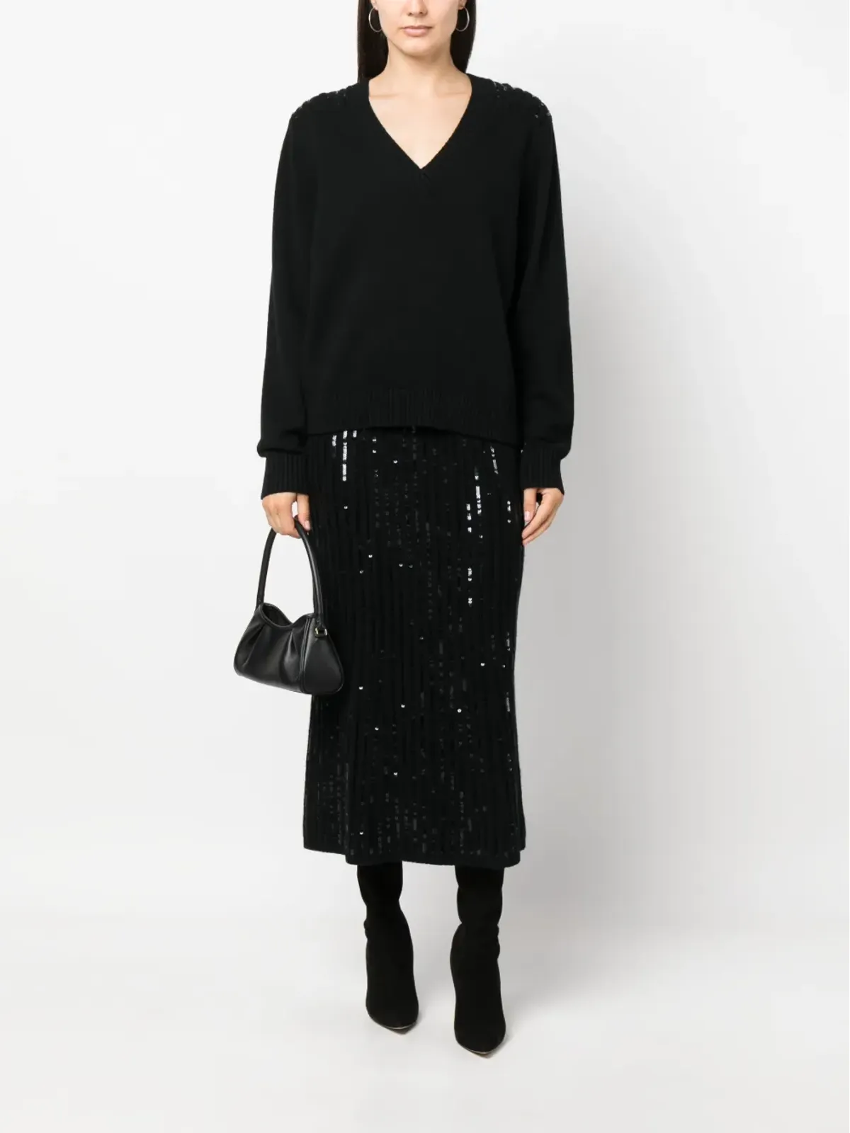 Dorothee Schumacher スパンコール装飾ハイウエストスカート - ブラック - 画像2