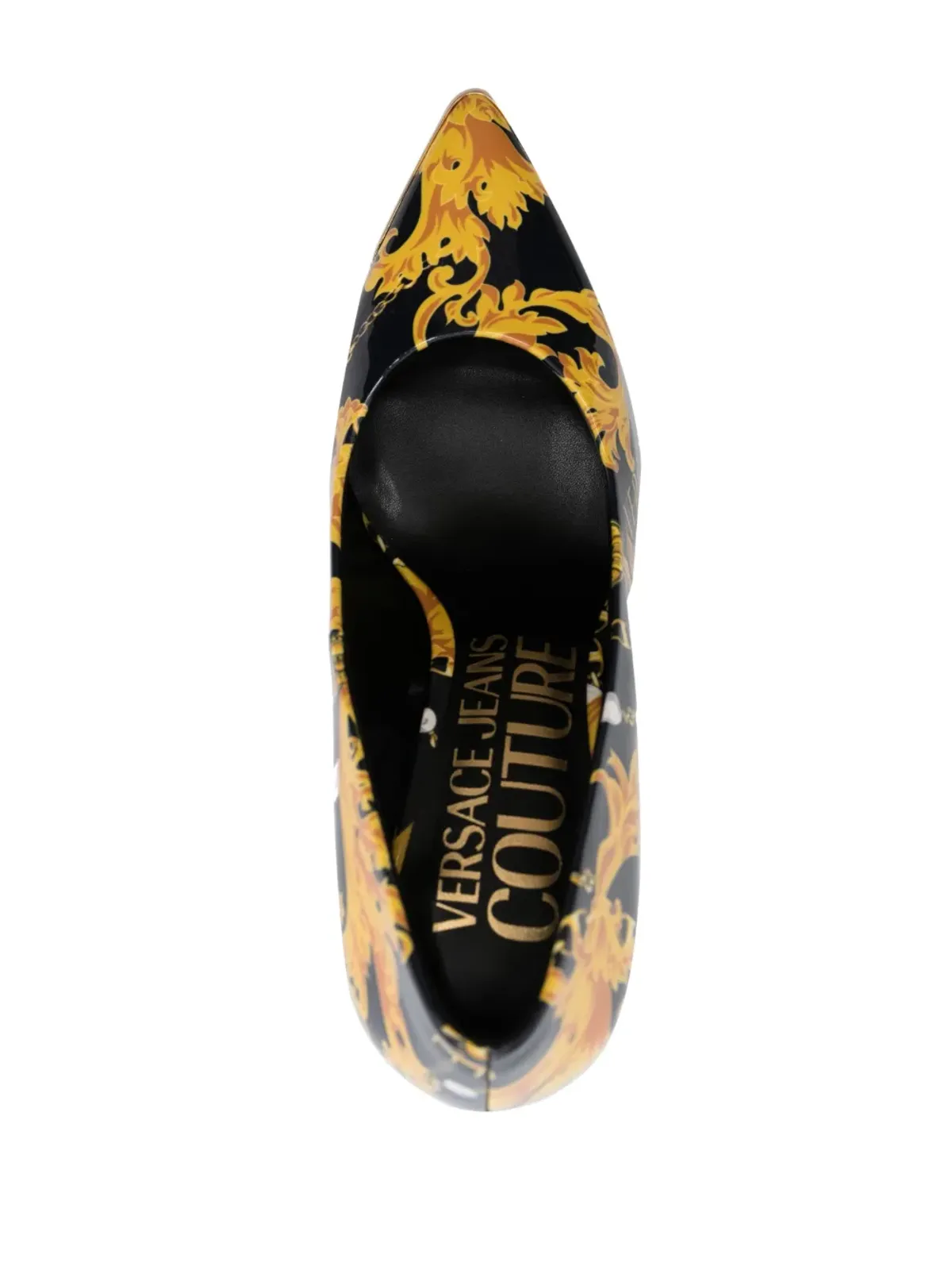 Versace Jeans Couture エングレーブドロゴ入りレザーパンプス ブラック - 画像4
