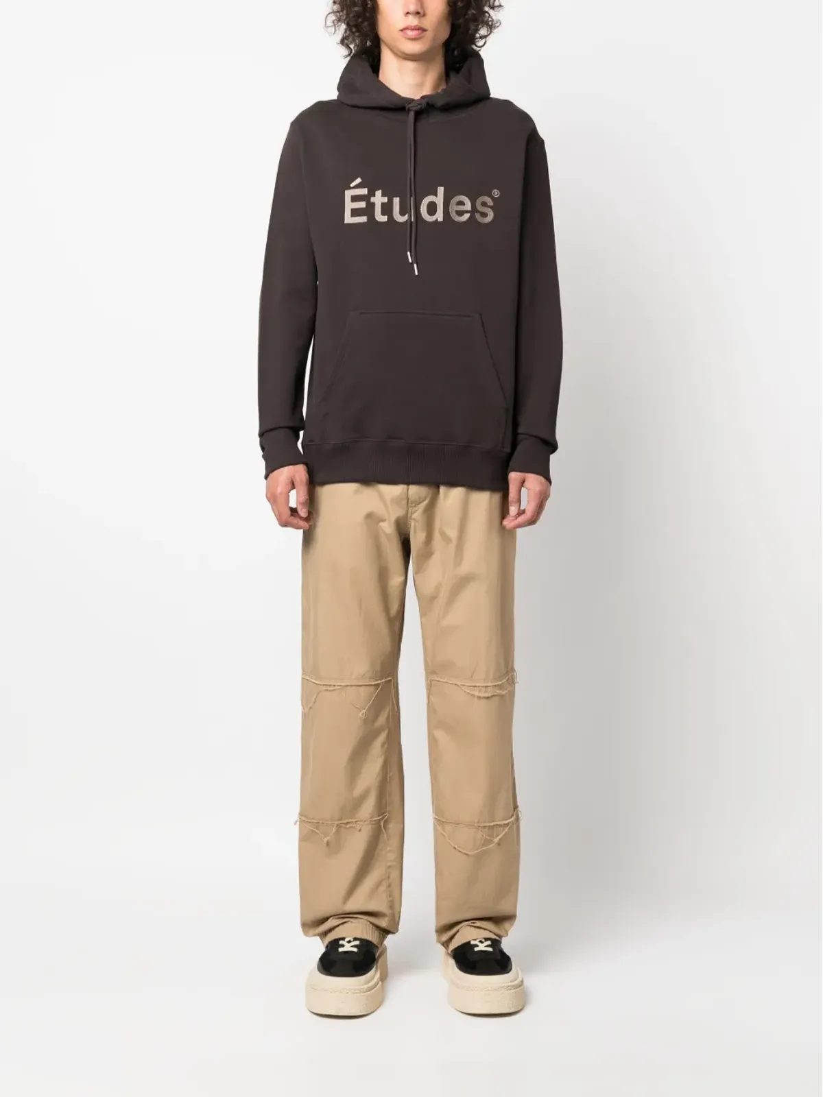 Études Studio Klein Études オーガニックコットン フーディ ブラウン - 画像2