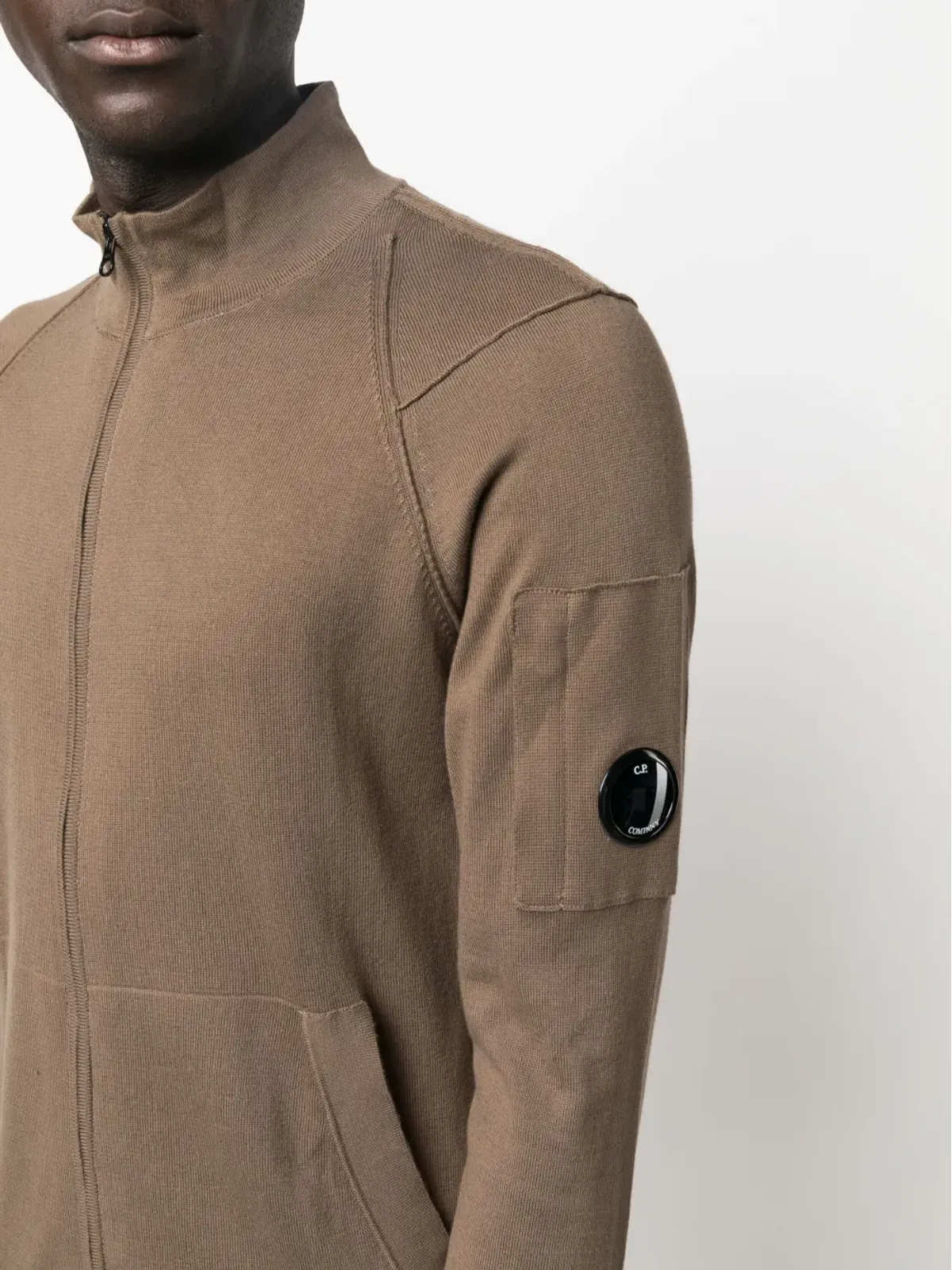C.P. Company レンズディテール付きジップコットンカーディガン - Brown - 画像5