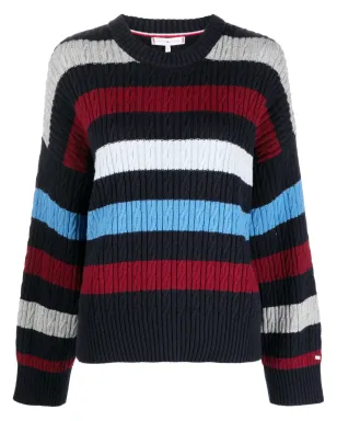 Tommy Hilfiger ストライプ柄ケーブルニットジャンパー - サムネイル1