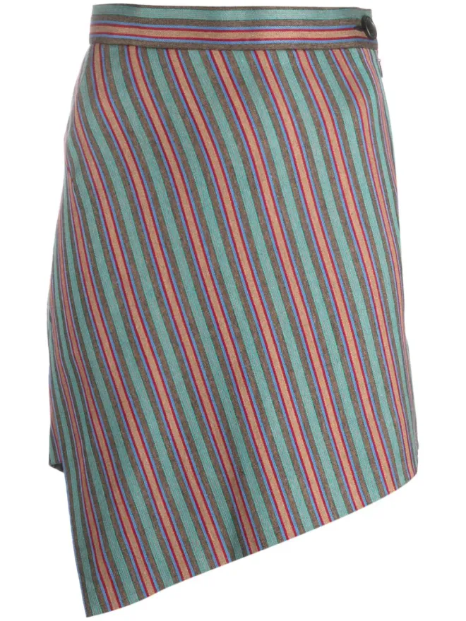 Vivienne Westwood Pre-Owned Vivienne Westwood ビンテージ 2010年 ストライプ アシンメトリック ミニスカート グリーンの商品画像
