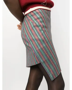 Vivienne Westwood ビンテージ 2010年 ストライプ アシンメトリック ミニスカート グリーン - サムネイル5