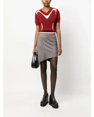 Vivienne Westwood ビンテージ 2010年 ストライプ アシンメトリック ミニスカート グリーン - サムネイル2