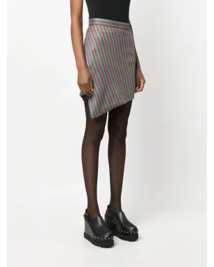Vivienne Westwood ビンテージ 2010年 ストライプ アシンメトリック ミニスカート グリーン - サムネイル3
