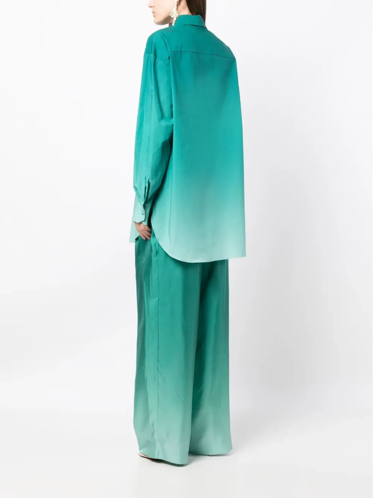 Oscar de la Renta ombré風シャツジャケット グリーン - 画像4