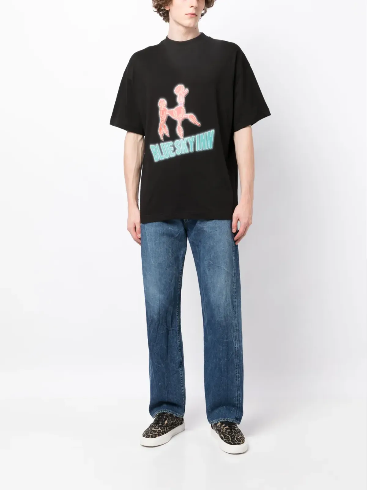 BLUE SKY INN ロゴプリント コットン Tシャツ - ブラック - 画像2