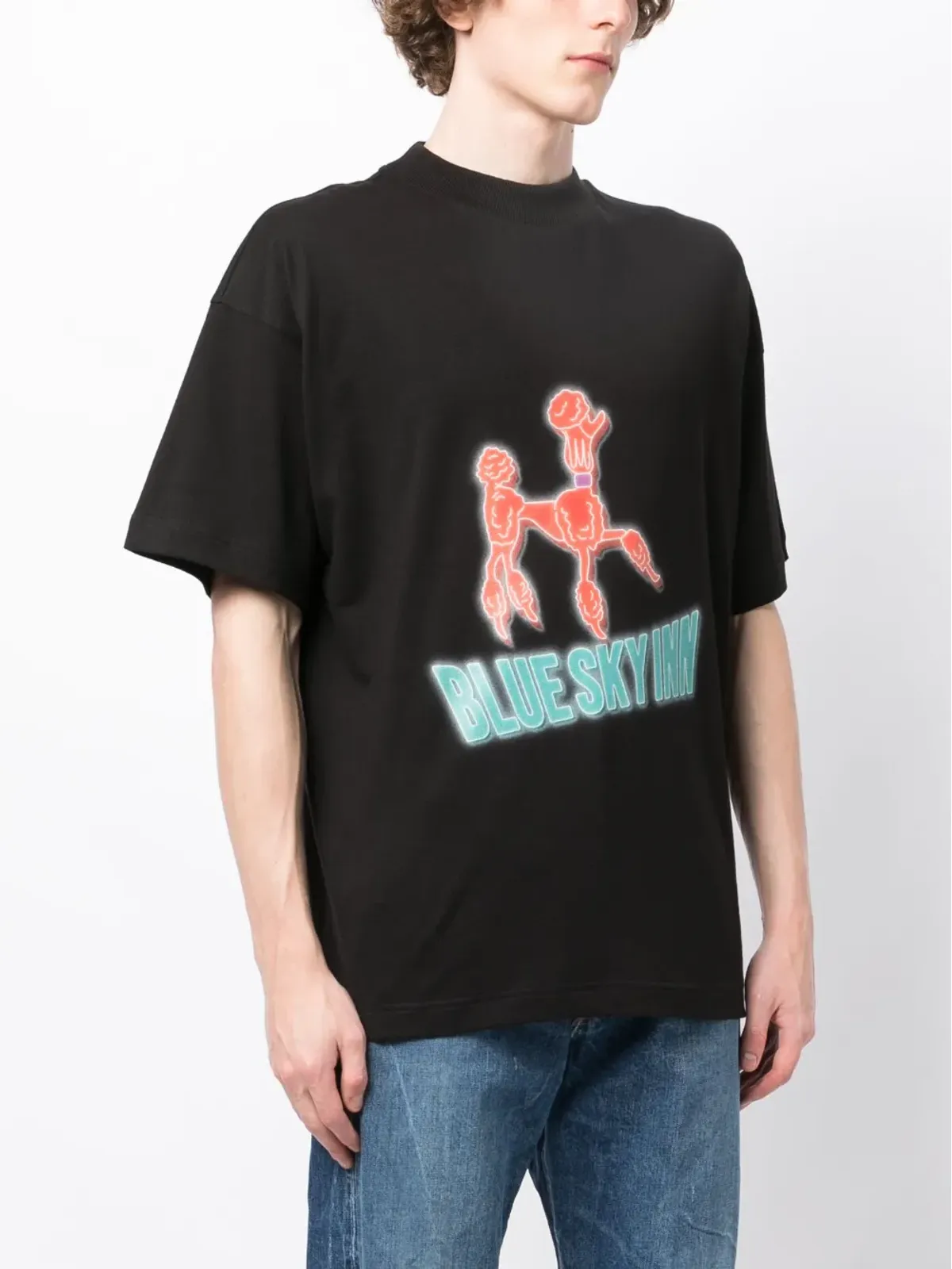 BLUE SKY INN ロゴプリント コットン Tシャツ - ブラック - 画像3
