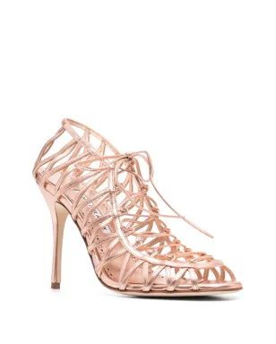 Manolo Blahnik Hamzaストラップ付きメタリックサンダル - サムネイル2