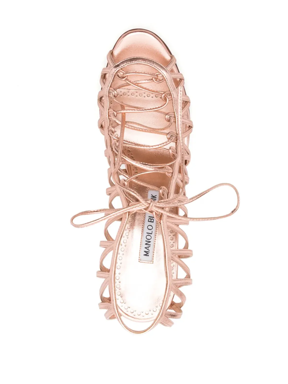 Manolo Blahnik Hamzaストラップ付きメタリックサンダル - 画像4