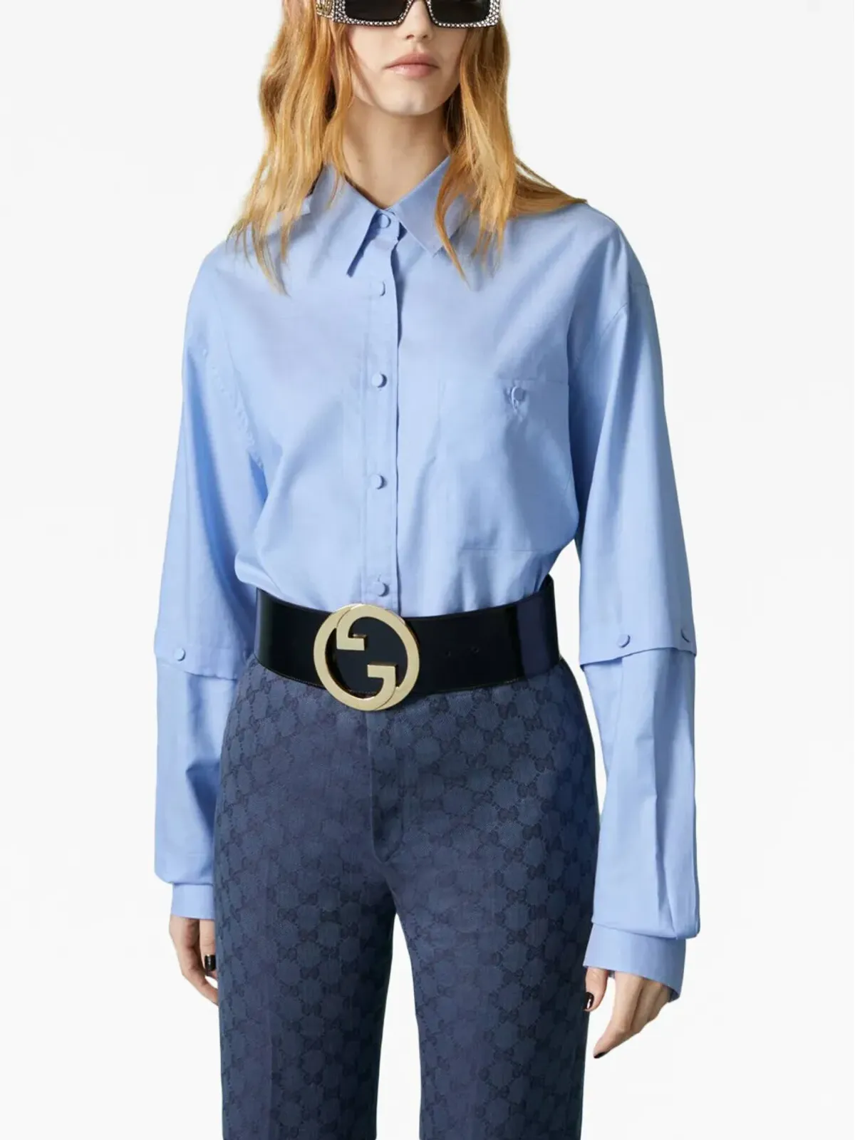 Gucci ロゴパッチ付き取り外し可能袖シャツ - 画像3