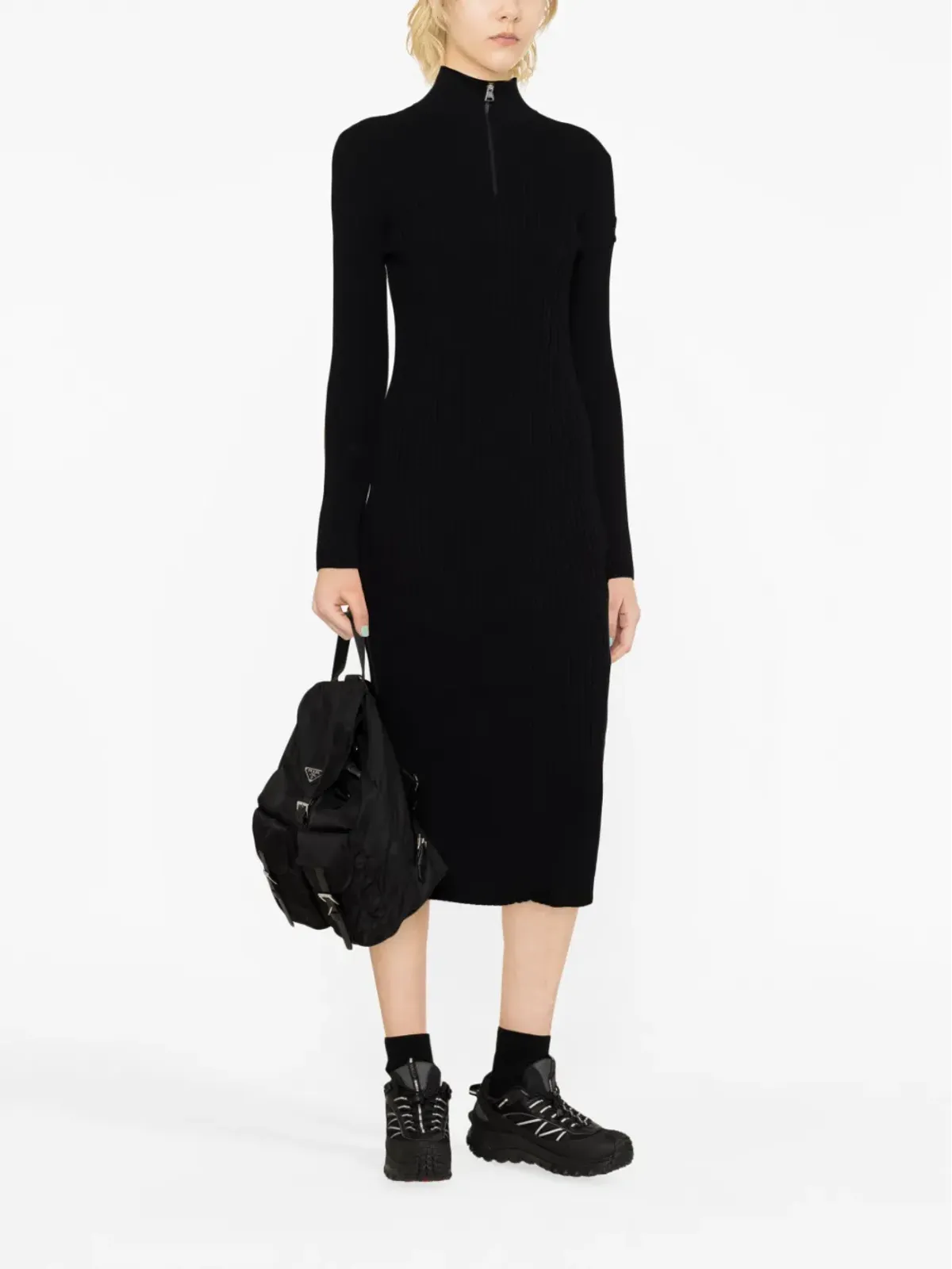 Moncler ジップアップ クレープ ミディドレス - 画像2