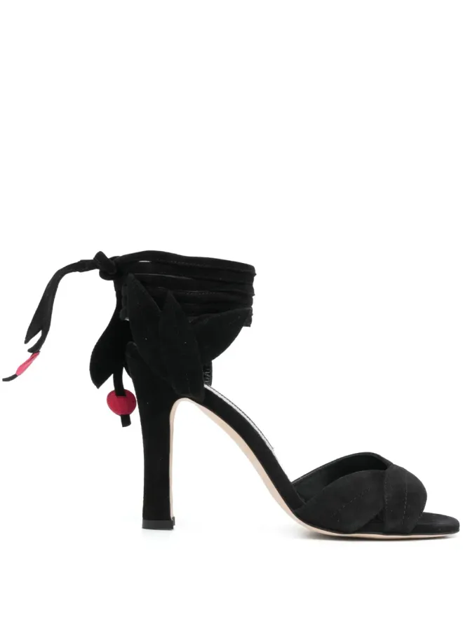 Manolo Blahnik Manolo Blahnik Ossie オープントゥスエードサンダル - ブラックの商品画像