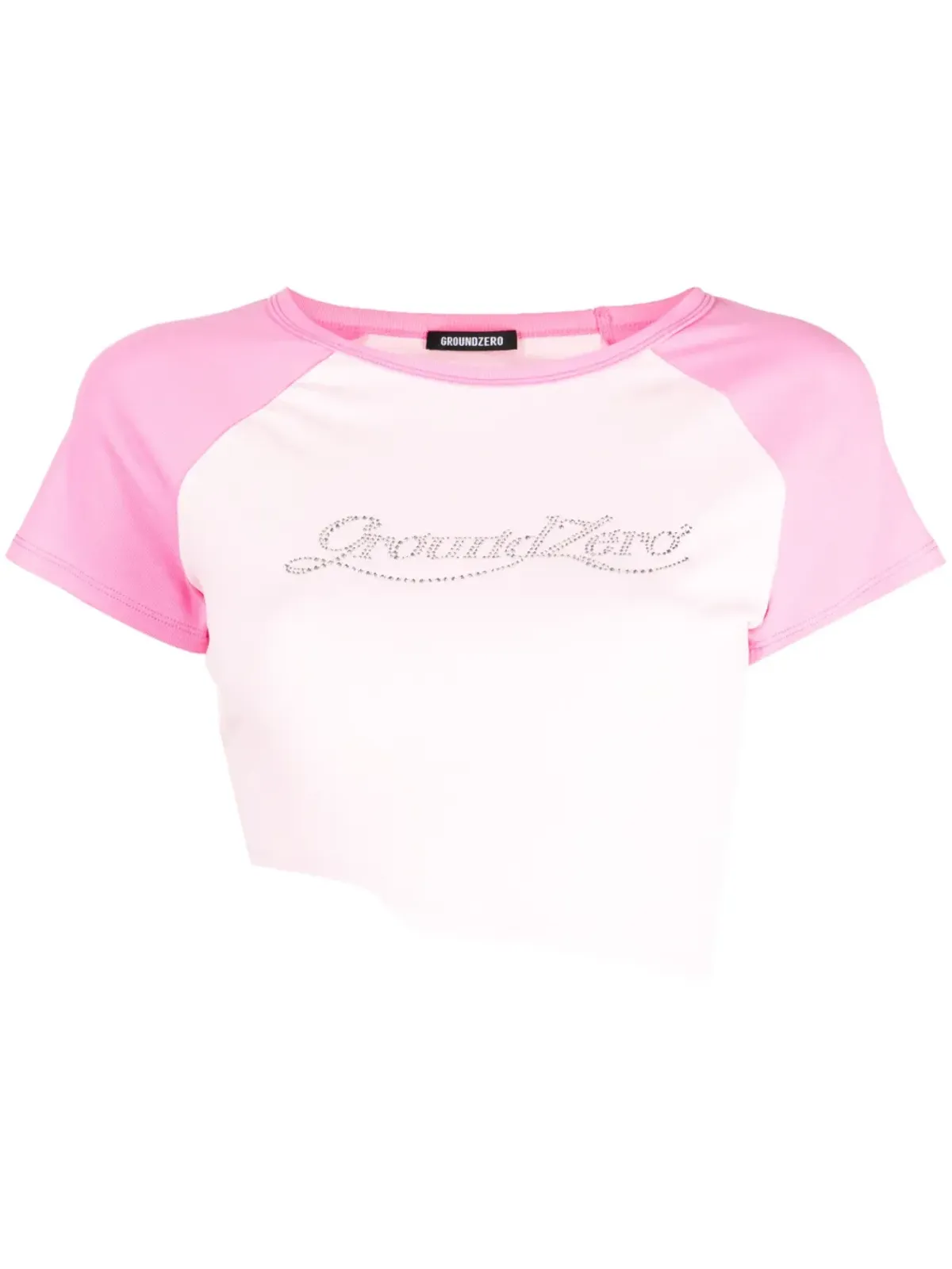 Ground Zero ロゴアップリケ 切りっぱなしTシャツ - Pink - 画像1