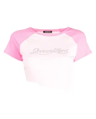 Ground Zero ロゴアップリケ 切りっぱなしTシャツ - Pink - サムネイル1