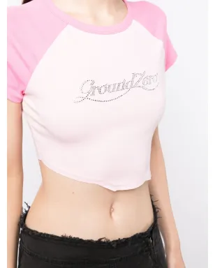 Ground Zero ロゴアップリケ 切りっぱなしTシャツ - Pink - サムネイル5