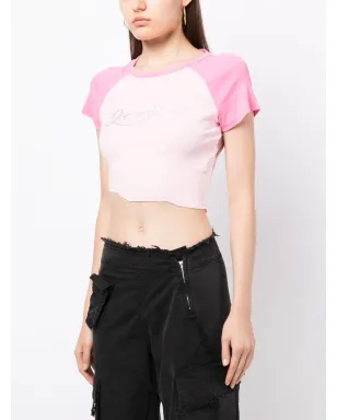 Ground Zero ロゴアップリケ 切りっぱなしTシャツ - Pink - サムネイル3